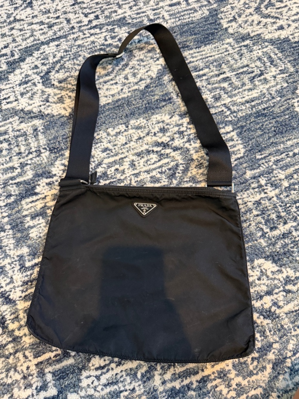 Prada Black Nylon Messenger Crossbody with Triangle Logo